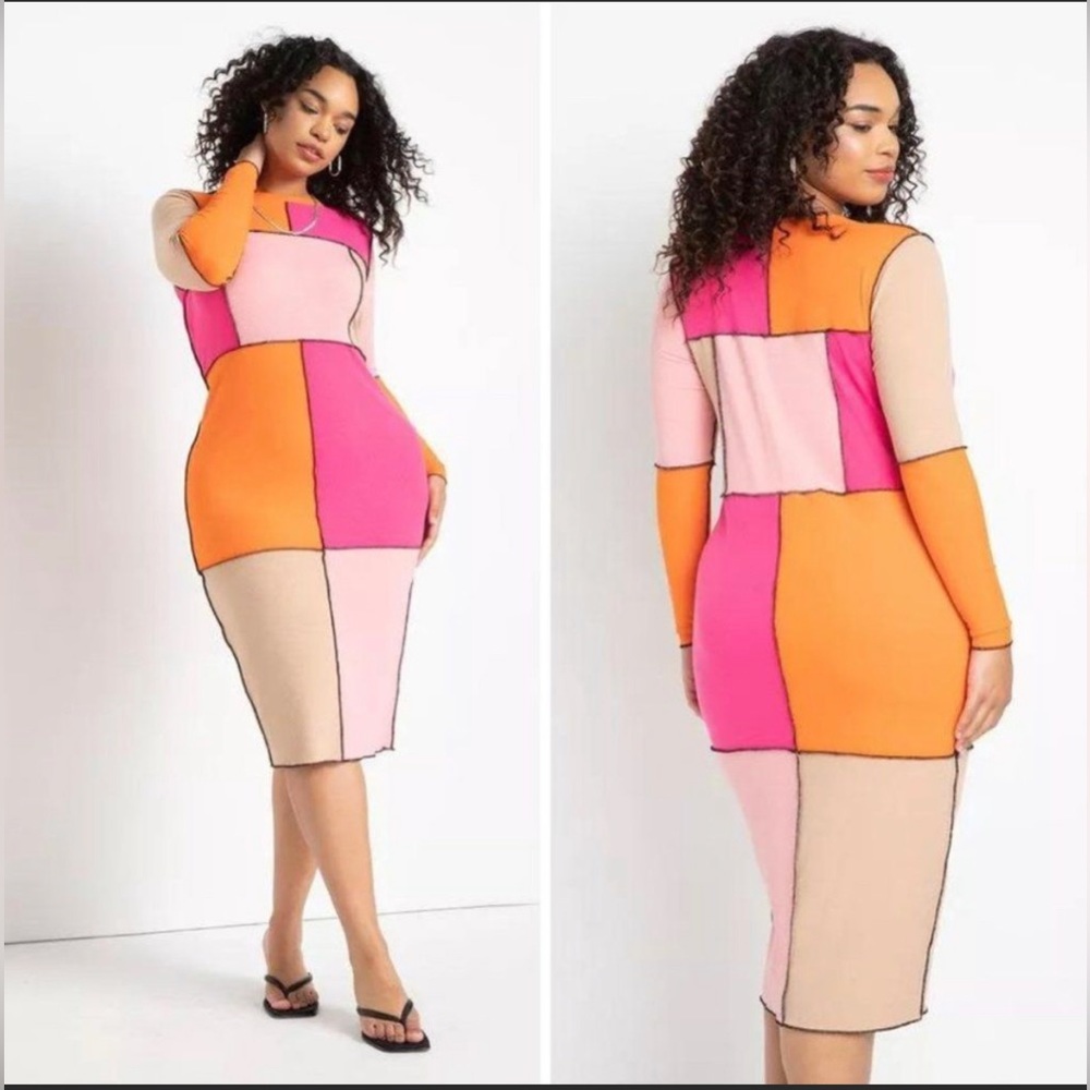 NWT patchwork midi dress!💓🧡